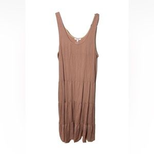 NEW splendid tiered ruffled maxi dress linen blend sand XL